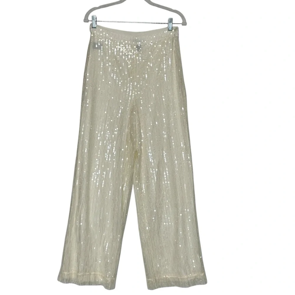 House of Harlow 1960 x REVOLVE Cream Sequin Wide Leg Pants| M